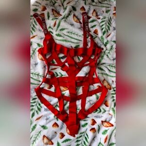 NWT Victoria's Secret Strappy Bandage Bodysuit Red Size L